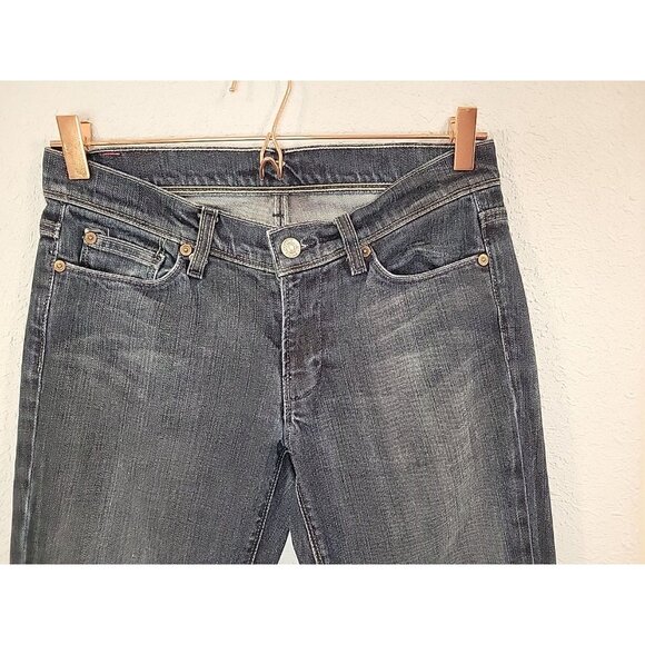 7 For All Mankind Womens Mia Slim Boot Jean Wm Sz 28 Blue Distressed+Stretch L30 - Picture 3 of 6